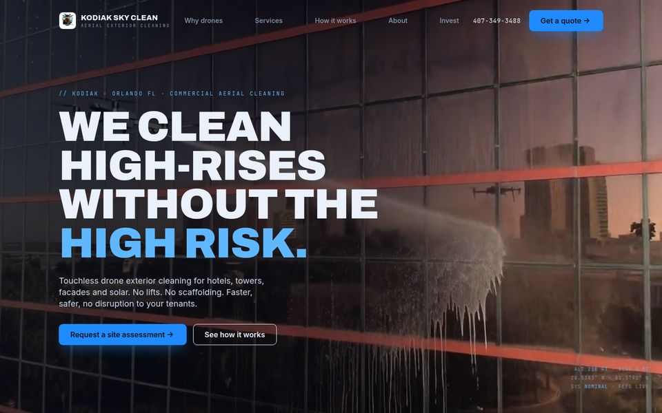 Kodiak Sky Clean homepage
